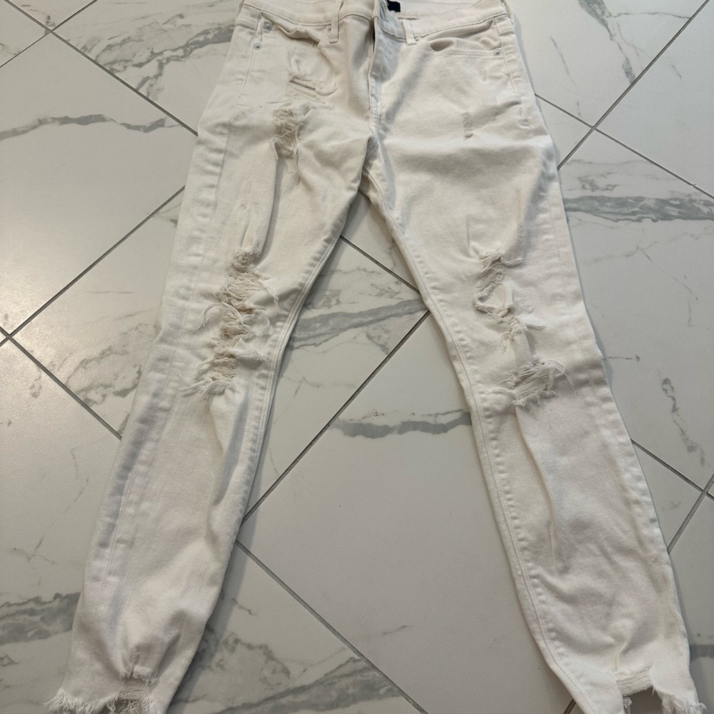 Express White Distressed Skinny Jeans